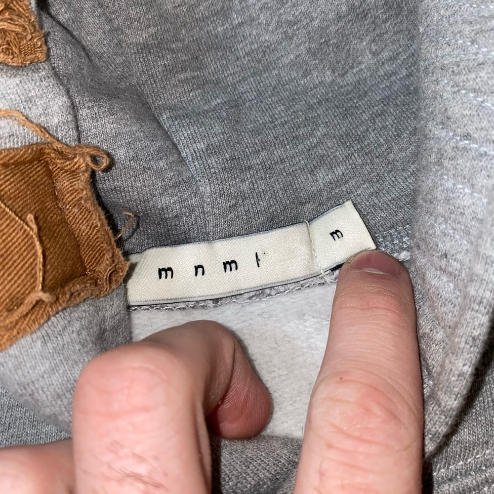 MNML Outerwear Oversized Gray & Brown Mash Up Hoodie | Size Medium - Picture 4 of 16